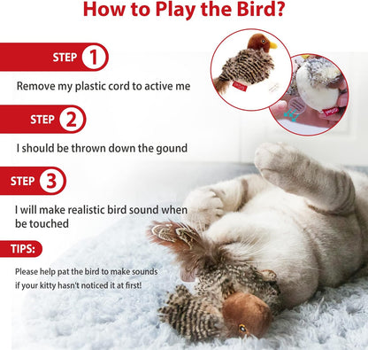 Interactive Automatic Electronic Cat Toy Chirping Bird