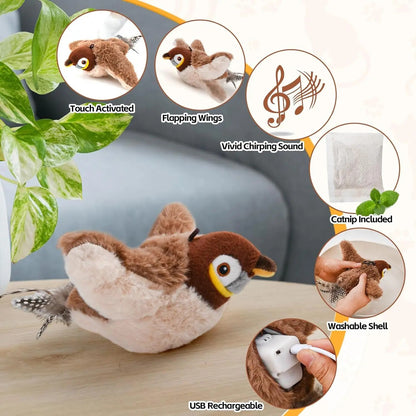 Interactive Automatic Electronic Cat Toy Chirping Bird