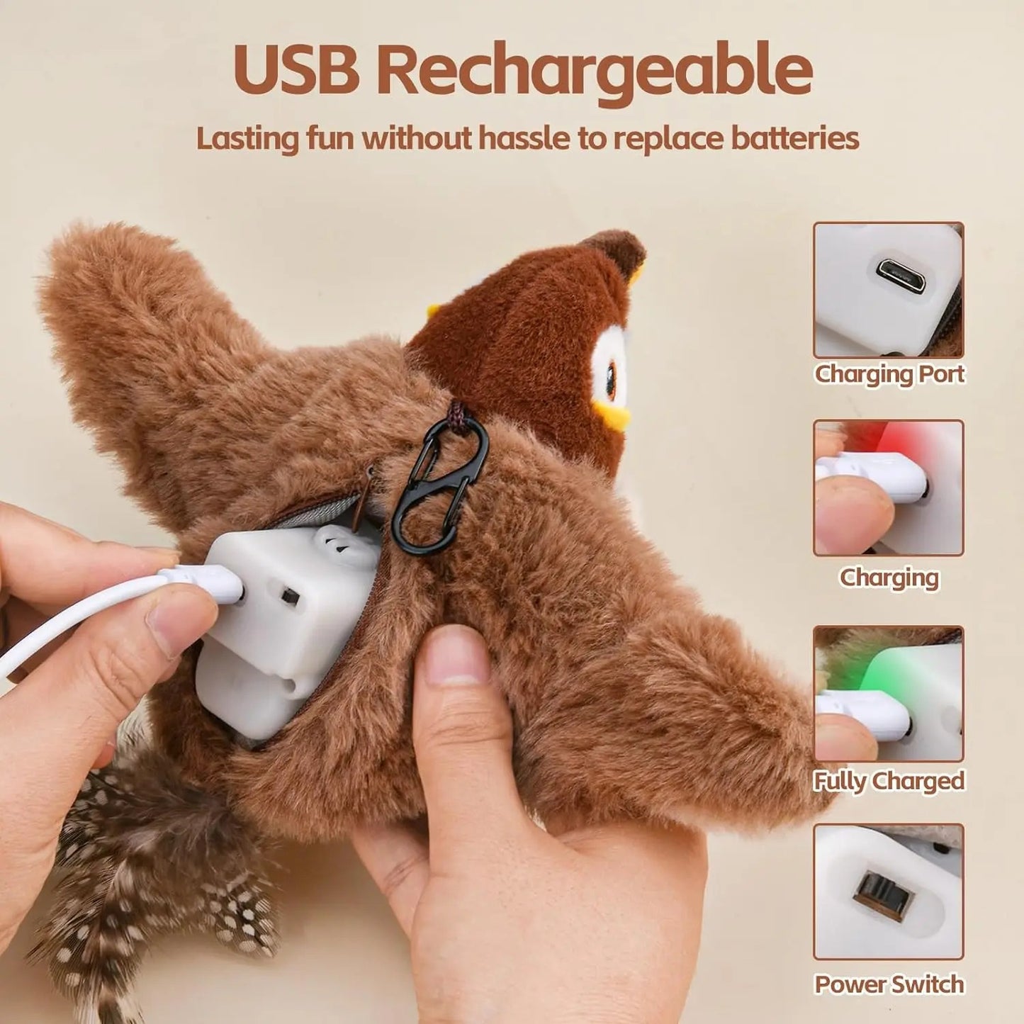 Interactive Automatic Electronic Cat Toy Chirping Bird